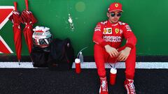 SUZUKA, JAPAN - OCTOBER 13: Charles Leclerc of Monaco and Ferrari prepares to drive on the grid before the F1 Grand Prix of Japan at Suzuka Circuit on October 13, 2019 in Suzuka, Japan. (Photo by Mark Thompson/Getty Images)
