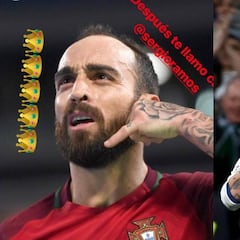 Ricardinho 'llama' a Ramos en la celebración del gol con Portugal