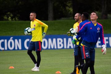 Iván Mauricio Arboleda,Eder Chaux, Aldair Quintana y Diego Novoa entrenan en la sede de la FCF bajo las dirección de Carlos Queiroz.