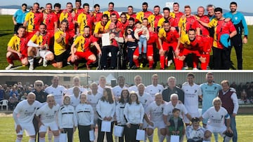 Los veteranos del Valdehornillos y el equipo de la Fundación Juanito Maravilla en el amistoso benéfico que disputaron el sábado 27.