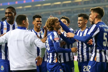 El Oporto celebra el gol anotado por Rodrigo Mora ante el Boavista en la Liga portuguesa.