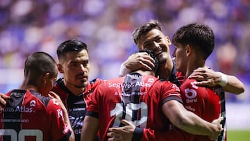 Jose Lozano celebrates his goal 1-2 of Atlas during the 1st round match between Puebla and Atlas as part of the Liga BBVA MX, Torneo Apertura 2025 at Cuauhtemoc Stadium, on July 11, 2025 in Puebla, Mexico