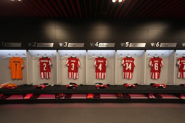 Vista general del vestuario del Athletic Club antes del partido de la Jornada 1 de la Fase de la UEFA Champions League 2025/26 entre el Athletic Club y el Arsenal FC en el Estadio de San Mamés.