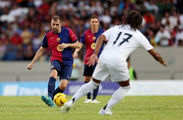 Roberto Trashorras durante el Clásico de Leyendas en Puerto Rico entre Real Madrid y Barcelona en el Estadio Juan Ramón Loubriel​ en Bayamón.