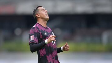 Rogelio Funes Mori celebrates his 1-0 goal of Mexico but is disallowed for offside during the game Mexico (Seleccion Mexicana) vs Costa Rica, corresponding to CONCACAF World Cup Qualifiers road to the FIFA World Cup Qatar 2022, at Azteca Stadium, on Janu