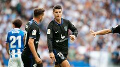 Morata celebra su gol en el Real Sociedad-Atlético