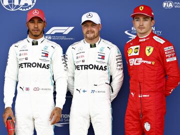 La primera línea de salida del Gran Premio de Gran Bretaña estará compuesta por Lewis Hamilton,Charles Leclerc y Bottas.