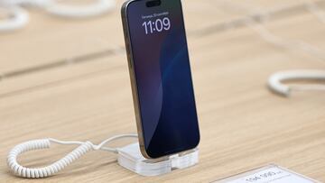 An Apple iPhone 16 Pro Max is displayed in a store ahead of the launch of sales of the new iPhone 16 series smartphones, in Moscow, Russia September 20, 2024. REUTERS/Evgenia Novozhenina