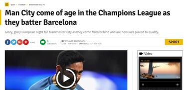 "El City se hace mayor con una exhibici¨®n magistral de Pep"