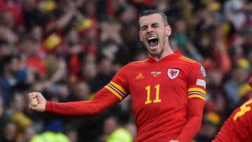 Wales' Gareth Bale celebrates after qualifying for the World Cup.