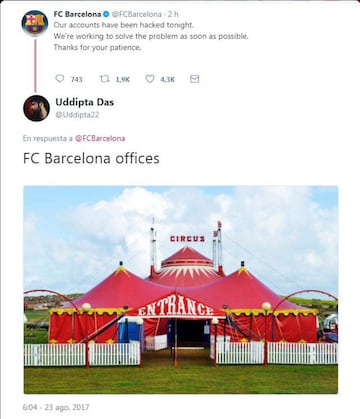 Las redes sociales bromean sobre el hackeo al Barça
