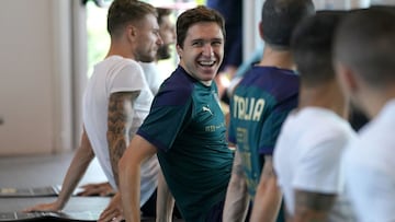 Chiesa, durante un entrenamiento con Italia.