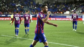 Edu Expósito celebra su tanto ante el Sanse.