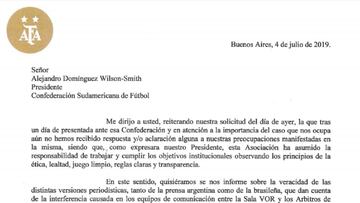 AFA insiste: env&iacute;a nuevas cartas a CONMEBOL