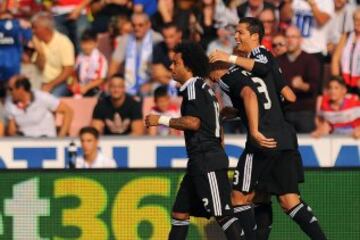 Los jugadores celebran el 0-1 de Cristiano Ronaldo. 