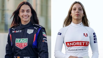 Marta García y Nerea Martí, en el test de la Fórmula E en Madrid.
