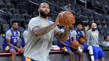 LAS VEGAS, NEVADA - OCTOBER 10: DeMarcus Cousins #0 of the Golden State Warriors attends a shootaround ahead of the team&#039;s preseason game against the Los Angeles Lakers at T-Mobile Arena on October 10, 2018 in Las Vegas, Nevada. NOTE TO USER: User expressly acknowledges and agrees that, by downloading and or using this photograph, User is consenting to the terms and conditions of the Getty Images License Agreement.   Ethan Miller/Getty Images/AFP
 == FOR NEWSPAPERS, INTERNET, TELCOS &amp; TELEVISION USE ONLY ==