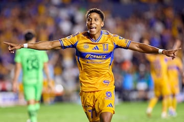 Jonathan Herrera celebrates his goal 1-0 of Tigres during the 2nd round match between Tigres UANL and FC Juarez as part of the Liga BBVA MX, Torneo Apertura 2025 at Universitario Stadium, on July 19, 2025 in Monterrey, Nuevo Leon, Mexico.