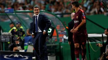 Ernesto Valverde y Luis Suárez.