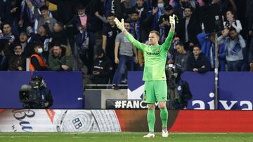 Ter Stegen, en el partido ante el Espanyol.