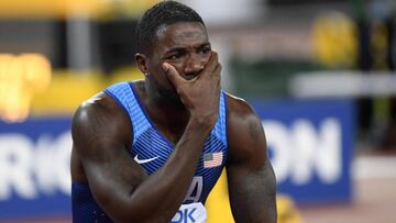 Justin Gatlin celebra su victoria en la final de los 100 metros lisos de los Mundiales de Londres 2017.