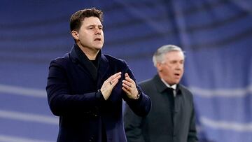 Pochettino y Ancelotti, en el Real Madrid-PSG del año pasado.