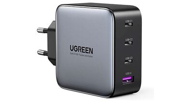 Tenemos un cargador rpido USB-C con cuatro puertos y hasta 100W de potencia