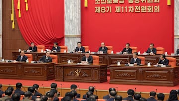North Korean leader Kim Jong Un chairs a meeting of the country's ruling party, in Pyongyang, North Korea, in this photo released on December 29, 2024 by North Korea's official Korean Central News Agency. KCNA via REUTERS ATTENTION EDITORS - THIS IMAGE WAS PROVIDED BY A THIRD PARTY. REUTERS IS UNABLE TO INDEPENDENTLY VERIFY THIS IMAGE. NO THIRD PARTY SALES. SOUTH KOREA OUT. NO COMMERCIAL OR EDITORIAL SALES IN SOUTH KOREA.