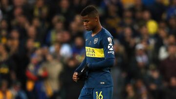 Wilmar Barrios tras su expulsión en la final de la Copa Libertadores 2018 entre River Plate y Boca Juniors.