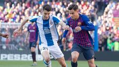 30/03/19 PARTIDO PRIMERA DIVISION
BARCELONA - ESPANYOL
Marc Roca (RCD Espanyol) y Coutinho (FC Barcelona)