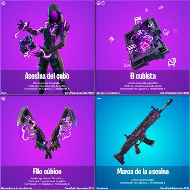 Club de Fortnite diciembre 2021: skin Asesina del Cubo y sus objetos ya disponibles