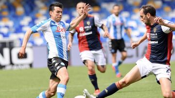 Lozano y Godín, durante el Nápoles-Cagliari.