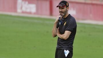 Vicente Moreno, en un entrenamiento con el Mallorca.