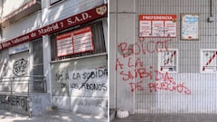 Pintadas en el estadio de Vallecas.