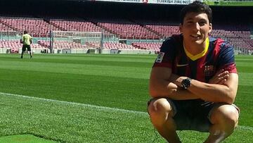 Aleix Espargaró, en el Camp Nou.