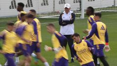 Ancelotti, durante un entrenamiento del Real Madrid.