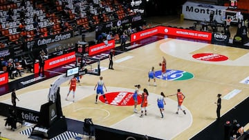 general view inside the stadium during the spanish women league, Liga Endesa Femenina basketball match played between Valencia Basket Vs Cadi La Seu  Fuente de San Luis pavilion on Januari 9, 2021 in Valencia, Spain.
 AFP7 
 09/01/2021 ONLY FOR USE IN SPAIN