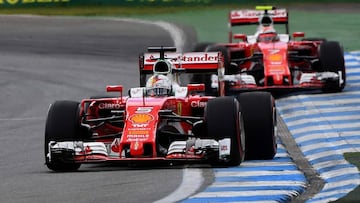 Vettel y Raikkonen rodando juntos en Alemania.