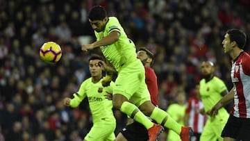 Su&aacute;rez, durante el partido contra el Athletic.