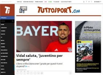 En Italia el traspaso de Arturo Vidal en Bayern Munich también fue ampliamente difundido.