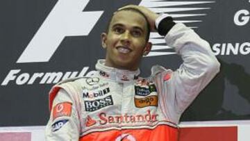 <b>FELIZ.</b> Hamilton se mostró contento por la victoria conseguida.