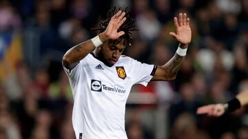 BARCELONA, SPAIN - FEBRUARY 16: Fred of Manchester United disappointed   during the UEFA Europa League   match between FC Barcelona v Manchester United at the Spotify Camp Nou on February 16, 2023 in Barcelona Spain (Photo by David S. Bustamante/Soccrates/Getty Images)