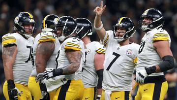 NEW ORLEANS, LOUISIANA - DECEMBER 23: Ben Roethlisberger #7 of the Pittsburgh Steelers reacts during the first half against the New Orleans Saints at the Mercedes-Benz Superdome on December 23, 2018 in New Orleans, Louisiana.   Sean Gardner/Getty Images/AFP
 == FOR NEWSPAPERS, INTERNET, TELCOS &amp; TELEVISION USE ONLY ==