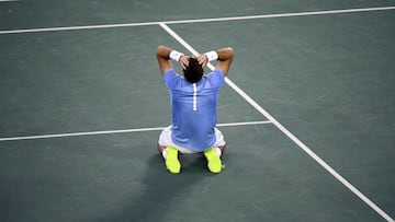 2016 Rio Olympics - Tennis - Semifinal - Men&#039;s Singles Semifinals - Olympic Tennis Centre - Rio de Janeiro, Brazil - 13/08/2016. Juan Martin Del Potro (ARG) of Argentina celebrates after winning match against Rafael Nadal (ESP) of Spain.  REUTERS/Toby Melville TPX IMAGES OF THE DAY. FOR EDITORIAL USE ONLY. NOT FOR SALE FOR MARKETING OR ADVERTISING CAMPAIGNS.  