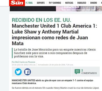 Así vio la prensa inglesa el empate entre América y ManU