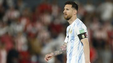 Soccer Football - World Cup - South American Qualifiers - Paraguay v Argentina - Defensores del Chaco, Asuncion, Paraguay - October 7, 2021 Argentina&#039;s Lionel Messi REUTERS/Cesar Olmedo