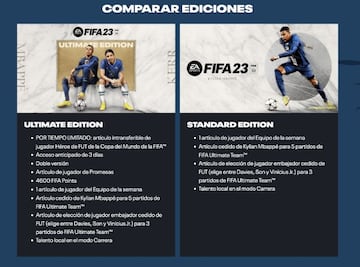Comparativa en la reserva de las dos ediciones de FIFA 23