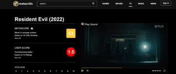Resident Evil de Netflix en Metacritic.