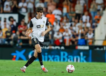 El césped de Mestalla, durante el partido contra Osasuna. 