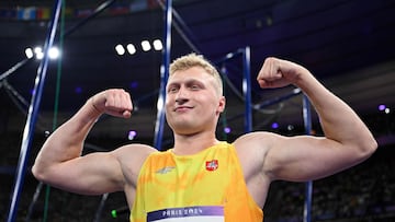 Despite setting a new record at the Games, Lithuanian Alekna only took home the silver medal behind Jamaica’s Roje Stone.